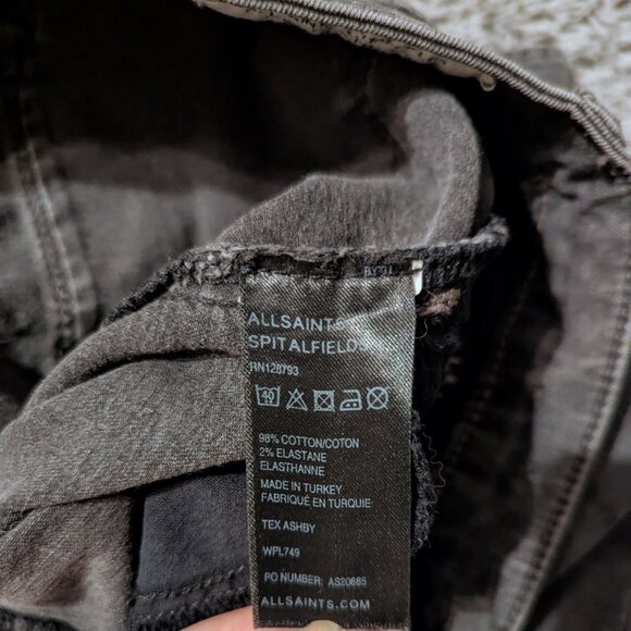 Allsaints Dark Grey Tex Ashby Skinny Jeans Grunge Gray All Saints Indie Moto 29 - Picture 9 of 12